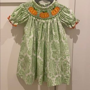 Shrimp & Grits Smocked Pumpkins Dress size 12m EUC